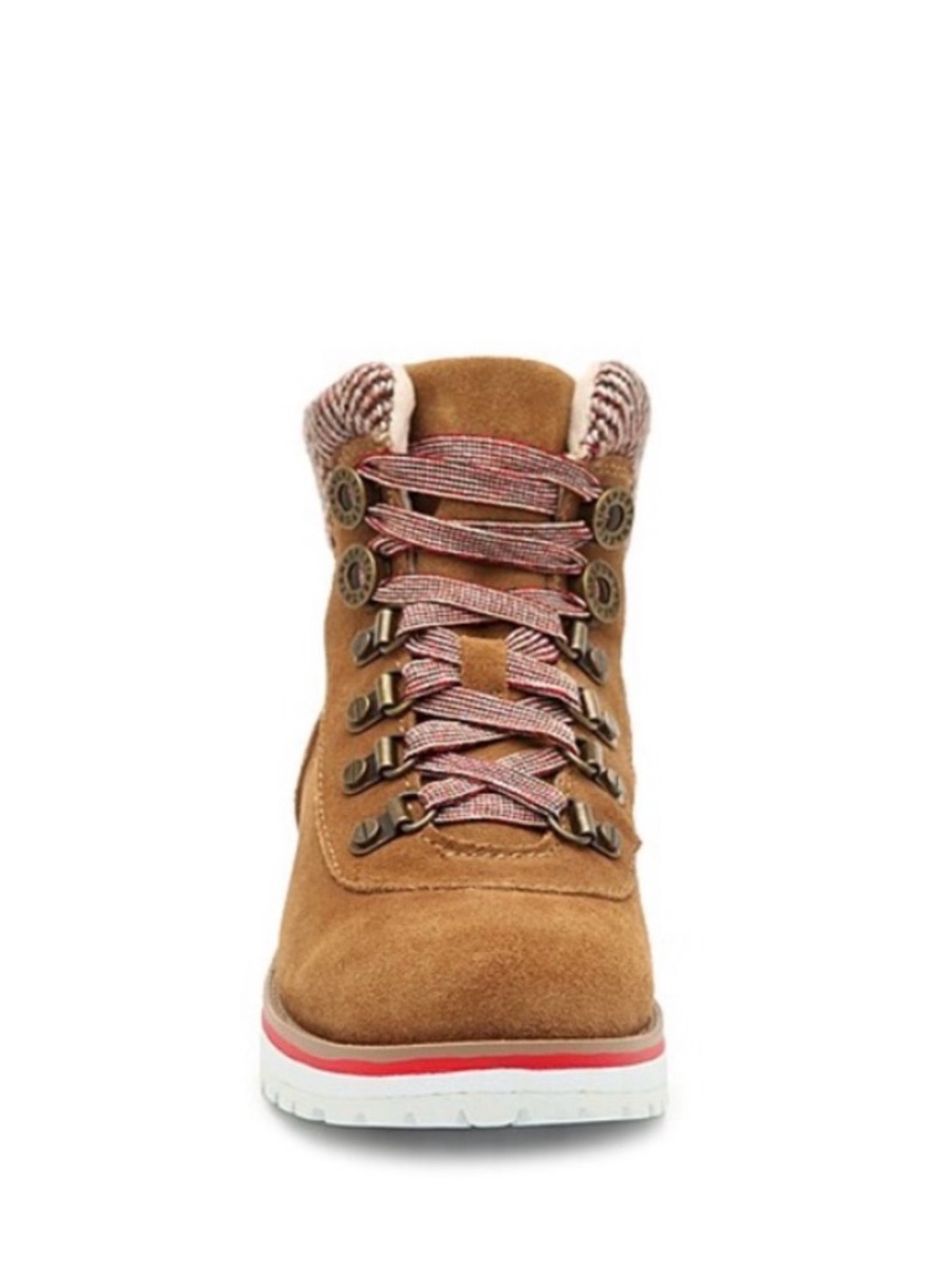 Anne Klein Sport Tan Suede Lace-Up Hiker Boot with Pink Laces